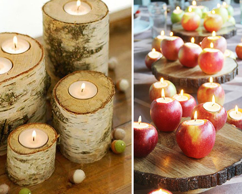 Decorazione candelieri in legno